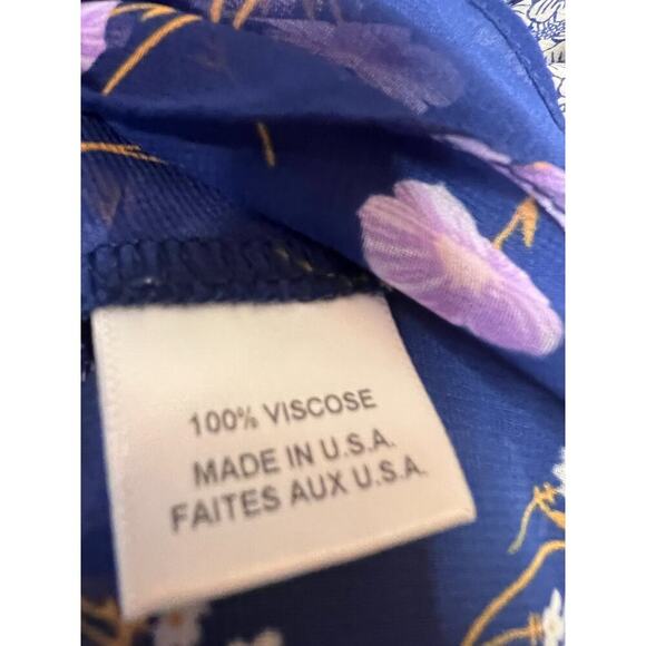 MISA Los Angeles Size SM Dress Blue With Floral Print Ruffles - Picture 4 of 6